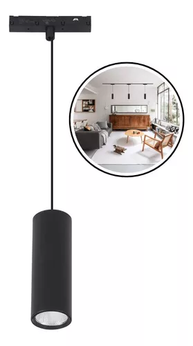 PENDENTE LED TRILHO MAGNETICO 6W PRETO