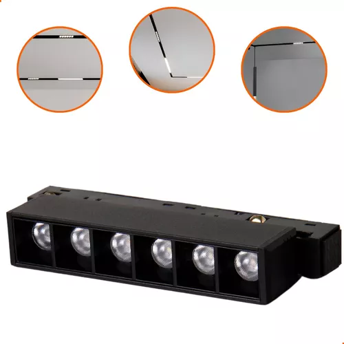 LUMINARIA LED PONTUAL FIXO MAGNETICA 6W PRETO BRANCO QUENTE