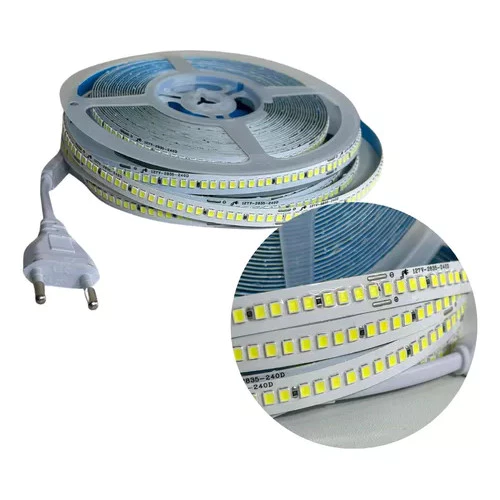 Fita Led 127V C/ 240 Leds /Metro Rolo 10M Branco MORNO 4000k IP44 - Ligação Direta
