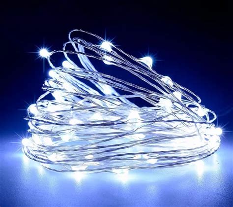 Kit com 1000 Fio de Fada Cordão Cobre 10 LED 1M Branco Frio Bateria