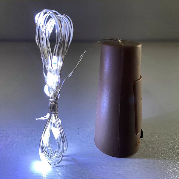 Kit com 1000 Fio de Fada Cordão Cobre Rolha 10 LED 1M Rosa Fixo Bateria