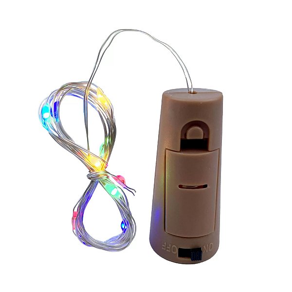 Kit com 1000 Fio de Fada Cordão Cobre Rolha 10 LED 1M Verde Fixo Bateria