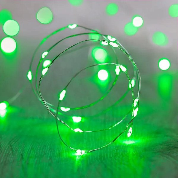 Kit com 50 Fio de Fada Cordão Cobre 200 LED 4M Bivolt Verde