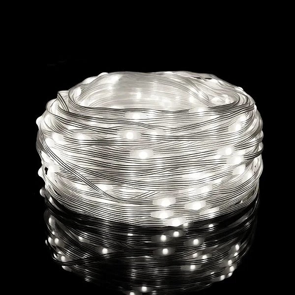Kit com 48 Fio de Fada Cordão Verde 500 LEDs 50M Bivolt Branco Frio