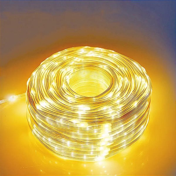 Kit com 48 Fio de Fada Cordão Verde 500 LED 50M Bivolt Branco Quente