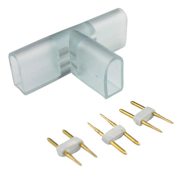 Conector Emenda T Tripla P/ Mangueira Led Neon 8x16mm