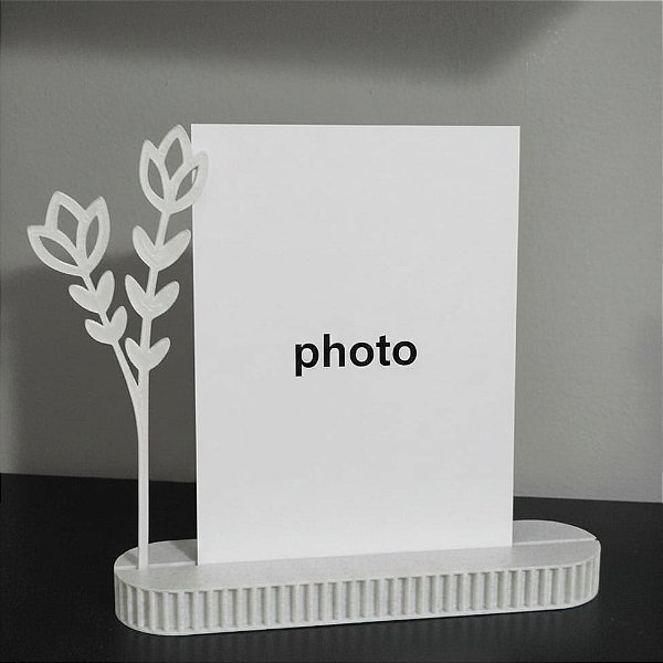 Porta Retrato Decorativo Branco com Folhagens