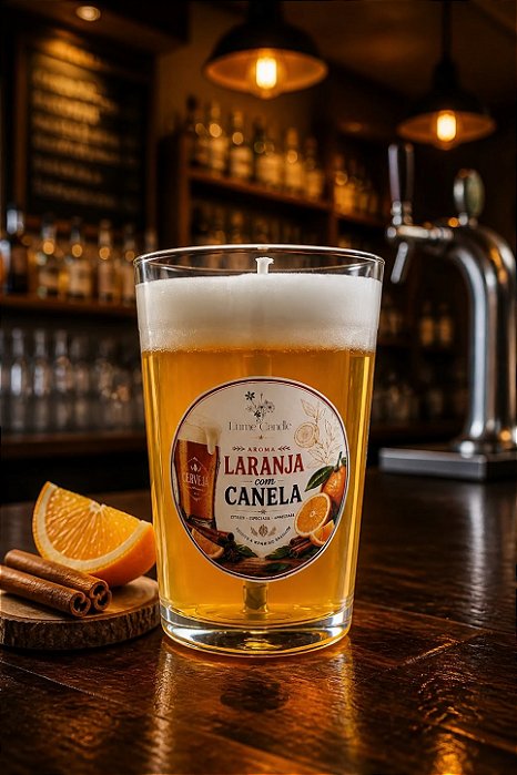 Vela Cerveja Aroma Laranja e Canela