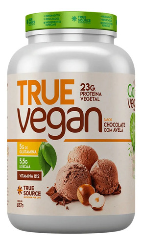 True Whey Vegan 837g - Proteína Vegetal - True Source - Sabor Chocolate Com Avelã 837g