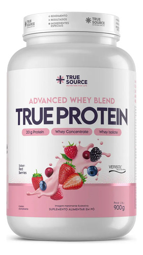 True Protein Red Berries 900g True Source Sabor Frutas vermelhas