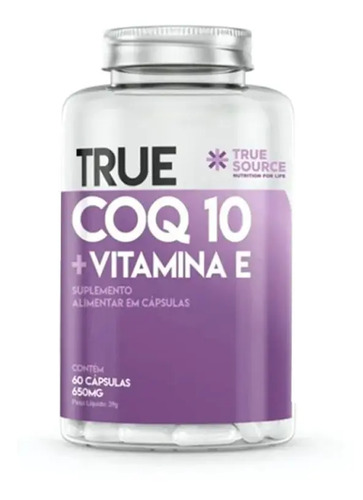 Coq-10 Coenzima Q10 Ubiquinol Lipossomal + Vitamina E 60 Caps - True Source Sabor Sem Sabor