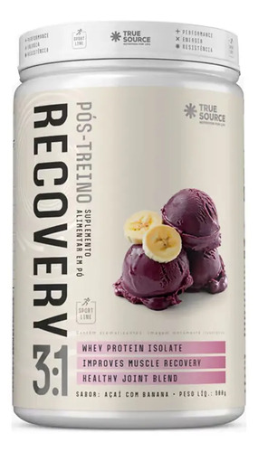 Pós-treino Recovery Açaí Com Banana 900g True Source Sabor Sem Sabor