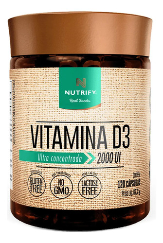 Vitamina D3 2.000 Ui 120 Cápsulas Nutrify Sem Sabor