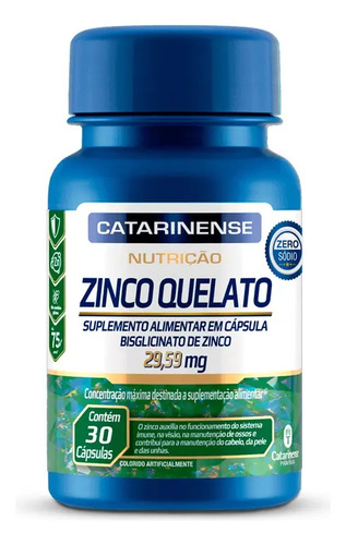 Zinco Quelato Catarinense Pharma 30 Cápsulas Sem Glúten e Lactose