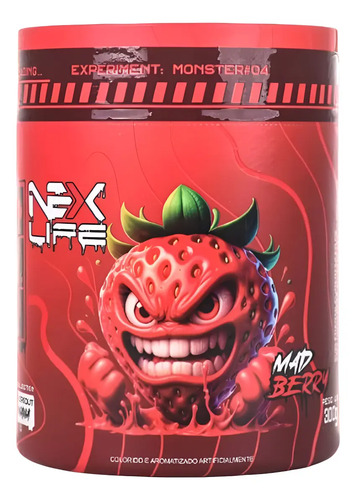 Pre Treino Cafeina Nexlife Sabor Morango 300g