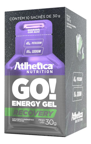 Go! Recovery Gel 10 Sachês De 30g Atlhetica Nutrition Sabor GUARANA COM ACAI