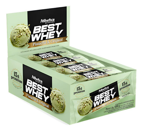 Best Whey Bar Atlhetica Pistache & Display 12un Pistache E P