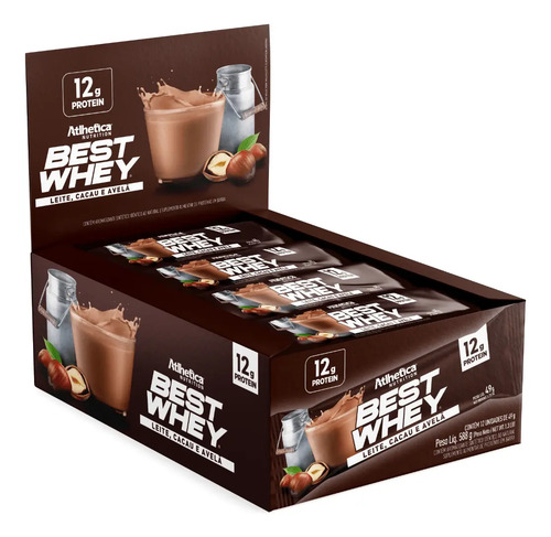 Best Whey Bar Proteina Caixa 12 Un 49g Sabor Cacau E Avelã Atlhe