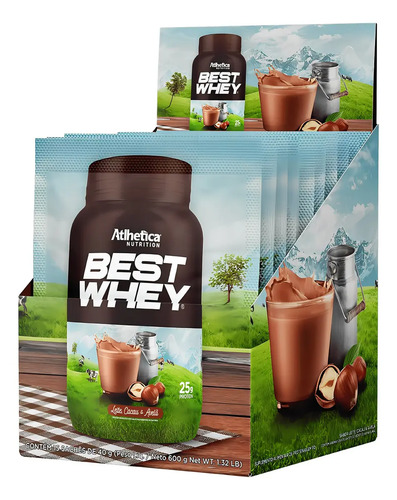 Best Whey display c/15 saches 40g Sabor Cacau, leite e Avela