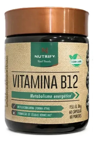 Vitamina B12 Metilcobalamina 60 Cápsulas Nutrify Encapsulados
