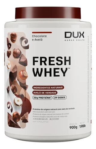 FRESH WHEY DUX 900G - CHOCOLATE BELGA E AVELA