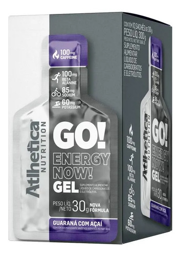 GO! ENERGY NOW GEL CAFEINA (C/ 10 SACHES DE 30G) GUARANA COM ACAI