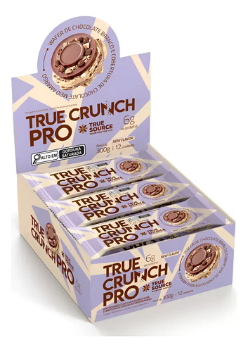 WAFER TRUE CRUNCH PRO CHOCOLATE MEIO AMARGO DISPLAY C/ 12UNID 300G