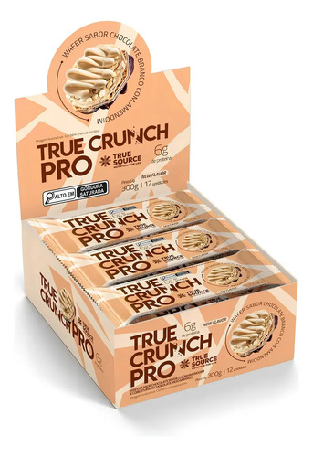WAFER TRUE CRUNCH PRO CHOCOLATE BRANCO COM AMENDOIM DISPLAY C/ 12UNID 300G