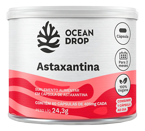 ASTAXANTINA 100% VEGANA ANTIOXIDANTE NATURAL - OCEAN DROP - 60 CAPS