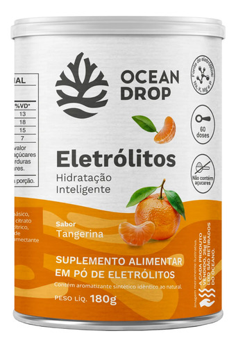 ELETROLITOS EM PO SODIO POTASSIO - OCEAN DROP - TANGERINA 180G