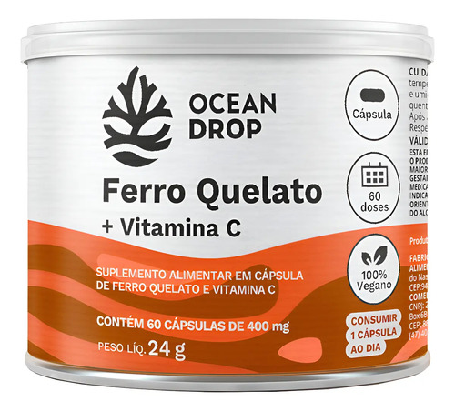 FERRO QUELATO+VITAMINA C - OCEAN DROP - 60 CAPS