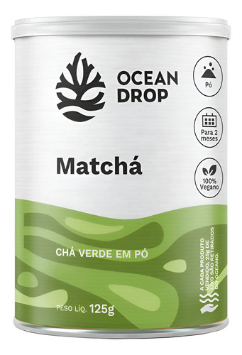 MATCHA EM PO CHA VERDE -OCEAN DROP - L-TEANINA CAMELLIA SINENSIS -125G