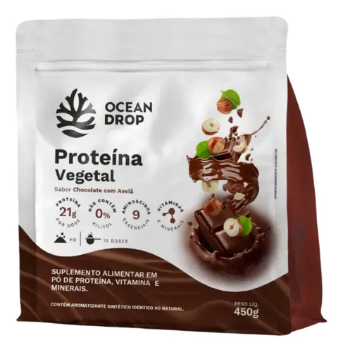 PROTEINA VEGETAL - OCEAN DROP - CHOCOLATE COM AVELA 450G
