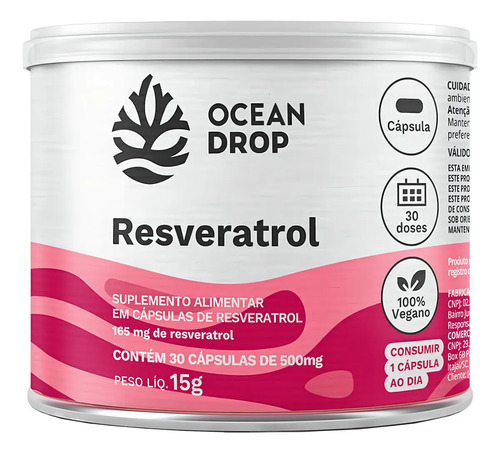 RESVERATROL 500MG - OCEAN DROP - 30 CAPS