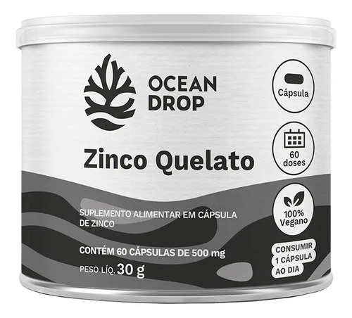 ZINCO QUELATO 500MG - OCEAN DROP - 60 CAPS