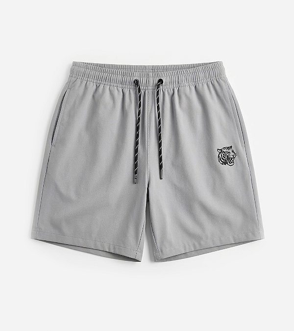 Bermuda Tactel Masculina Tiger Club Cinza com Elástico e Cordão