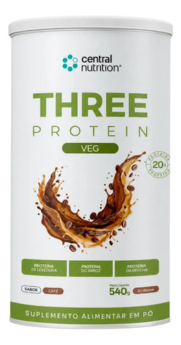 THREE PROTEIN VEG CAFE LATA 540G - CENTRAL NUTRITION