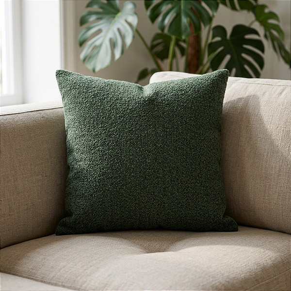 Almofada em Linho Liso Rustico Verde 52x52 Verdezza