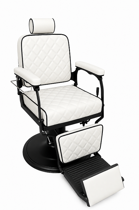Cadeira de Barbeiro Profissional Oslo Gray Cinza Reclinável Apoio dos Pés Paragon Brasil