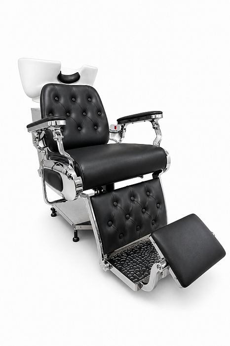 Lavatório para Barbearia King Silver Cromado Cuba em Porcelana Profissional Paragon Brasil
