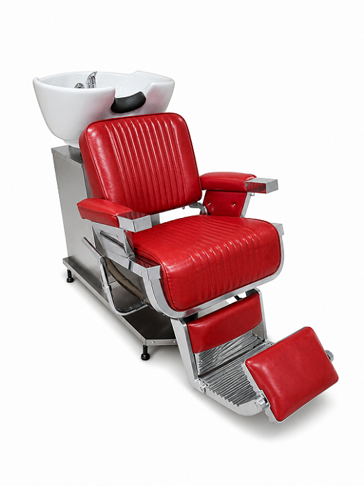 Lavatório para Barbearia Athenas Red Vermelho Cuba em Porcelana Profissional Paragon Brasil