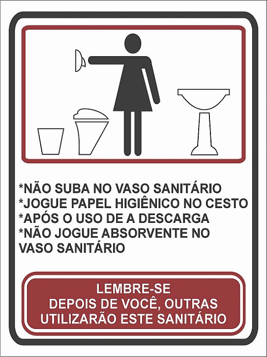 Placa Banheiro Feminino com Avisos