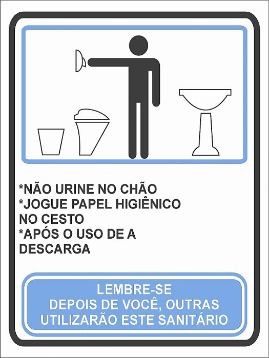 Placa Banheiro Masculino com Avisos