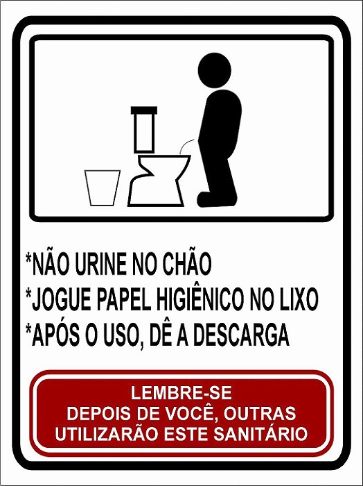Placa Banheiro Não urinar no chão