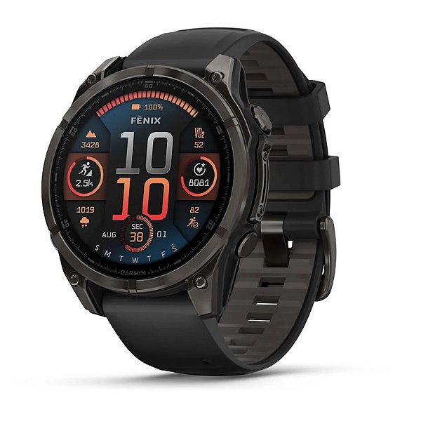Relógio Monitor Cardíaco Garmin Fenix 8 AMOLED Titanium Sapphire Preto 47mm