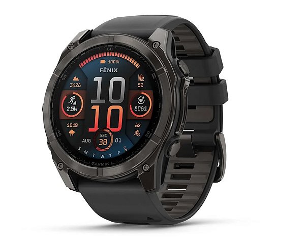 Relógio Monitor Cardíaco Garmin Fenix 8 AMOLED Titanium Sapphire Preto 51mm