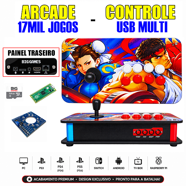 Arcade 2 in 1 - Controle USB / Controle 17 mil jogos