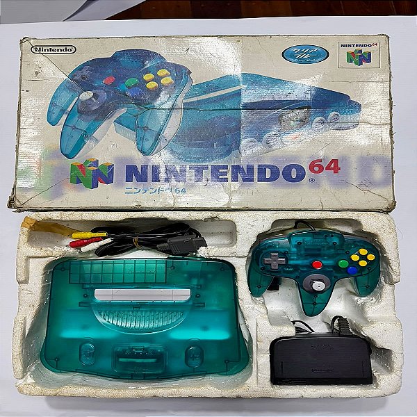 Nintendo 64 Clear Blue Japonês Completo com Caixa – N64 Original