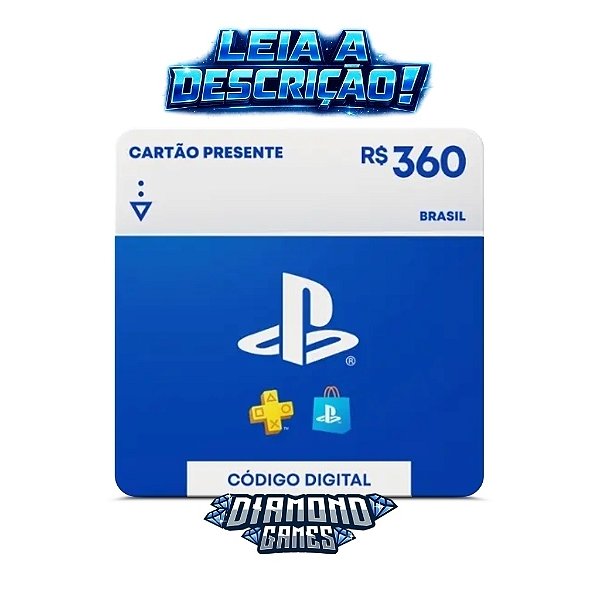 Cartão PSN R$ 360 Reais Playstation Network Brasil I LEIA A DESCRIÇÃO!