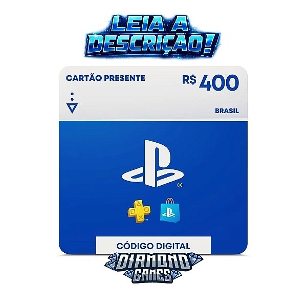 Cartão PSN R$ 400 Reais Playstation Network Brasil I LEIA A DESCRIÇÃO!